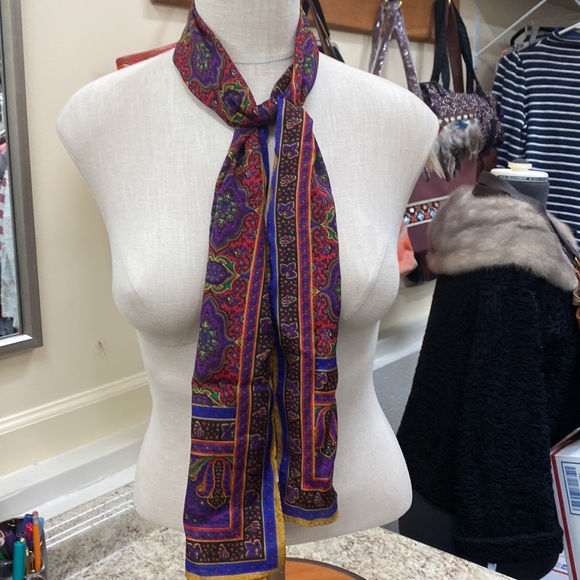 Liz Claiborne pure silk multi color pattern scarf wrap - Picture 1 of 6